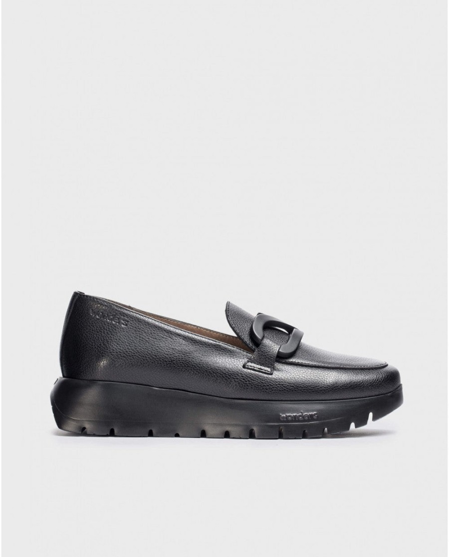 Wonders Black Rose Loafer Wonders