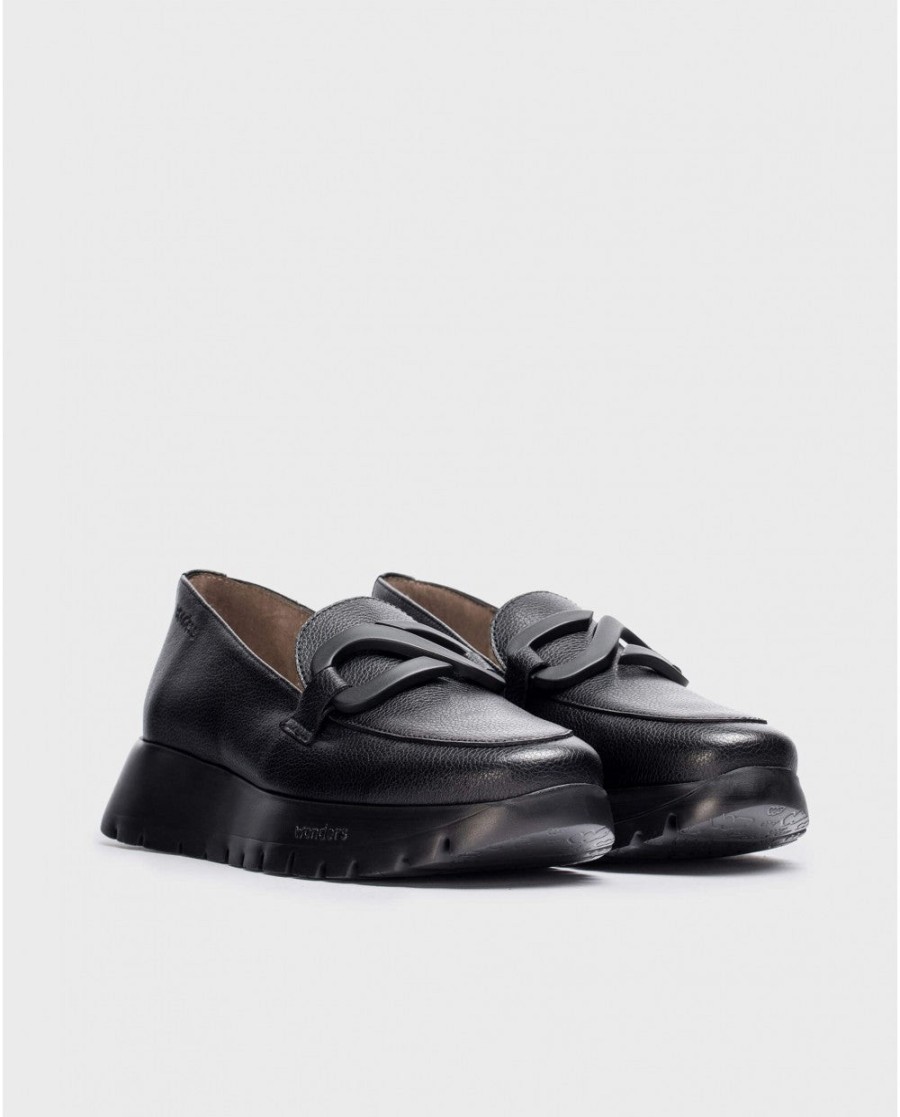 Wonders Black Rose Loafer Wonders