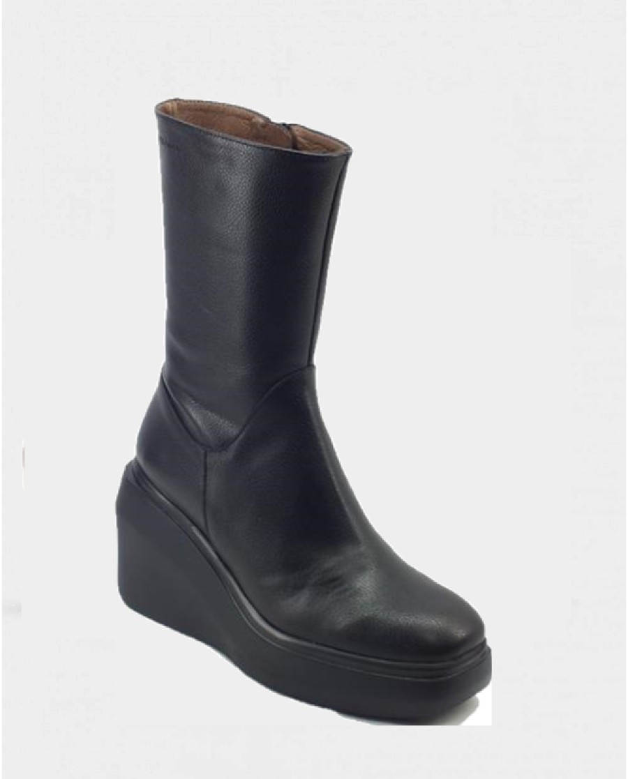 Wonders Black Platform Boots Wonders